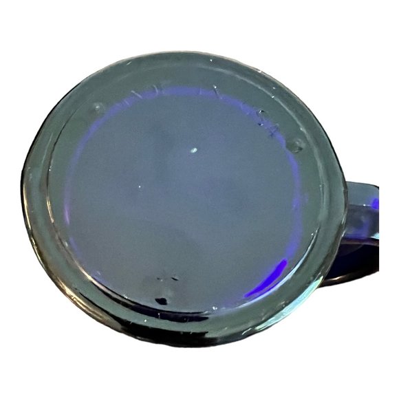 Cobalt Blue Coffee Cup, Mug Etched Pattern Made in USA - Picture 7 of 7